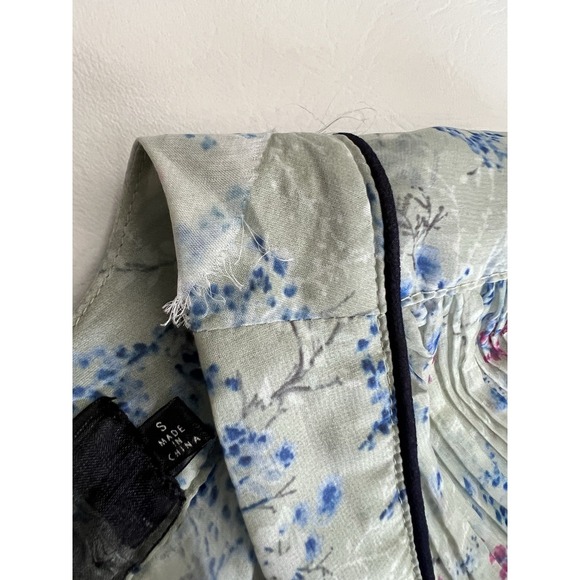 Code X Mode Floral Mint Sheer Open Cardigan Duster Small Peignoir Boho Fairy - Picture 2 of 8